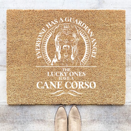 Proud Cane Corso Guardian Angel dog quote Coir Doormats