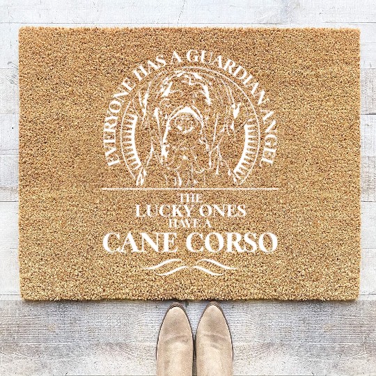 Proud Cane Corso Guardian Angel dog quote Coir Doormats