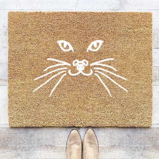 Cat face white Coir Doormats