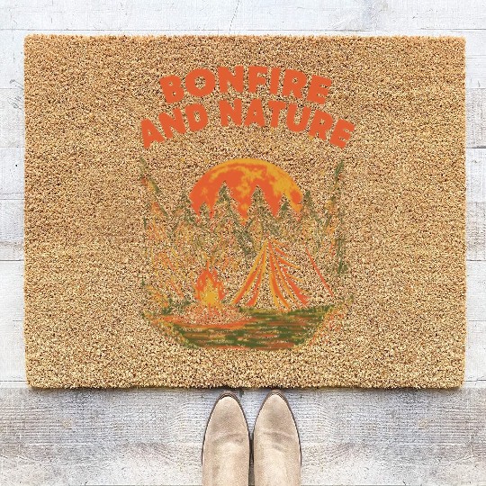 Bonfire and Nature Camping Wildlife Camper Outdoor Coir Doormats