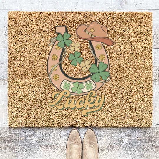 Lucky Shamrock Horseshoe Coir Doormats