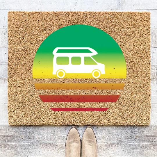 Camper Van Retro Sunset Vintage sun camping Coir Doormats