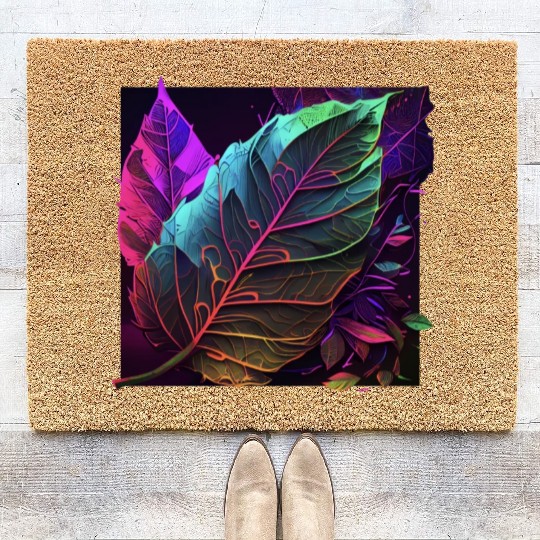 Vibrant Leaf Synthwave Coir Doormats