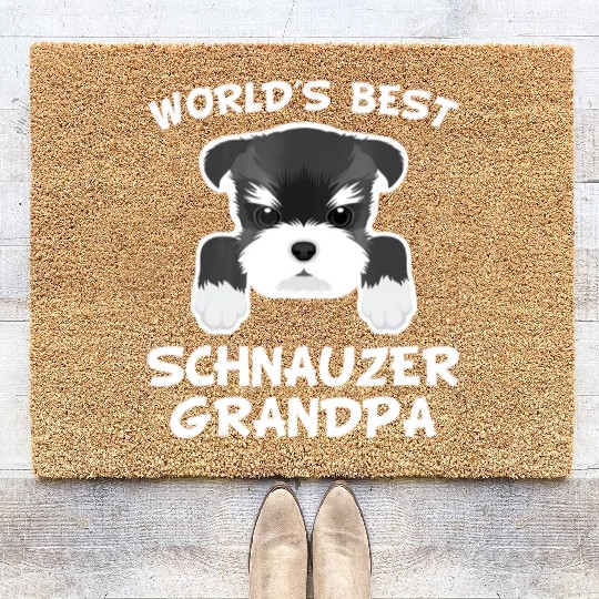 Mens World s Best Schnauzer Grandpa Dog Granddog Coir Doormats