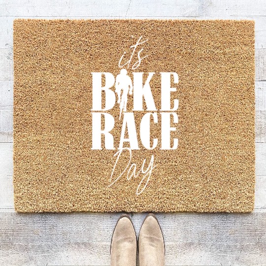 It's Bike Race Day Bicycle Cycling Racing Racer Coir Doormats