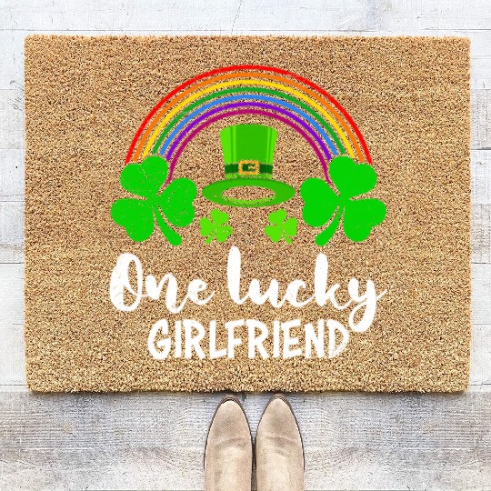 One Lucky Girlfriend St Patrick's girlfriend Coir Doormats