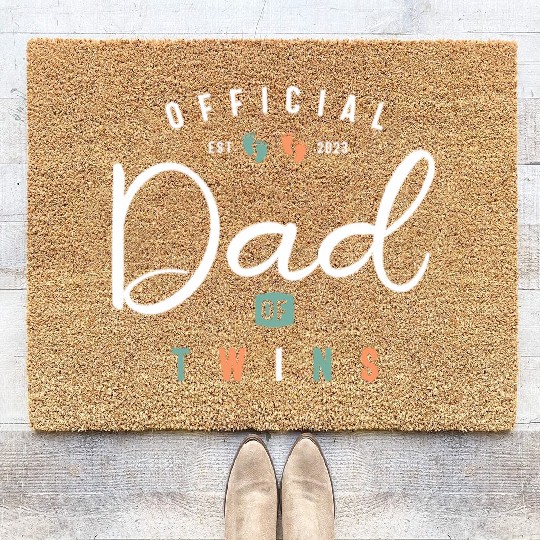 Dad of Twins Funny New Daddy To Be Expecting 2023 Coir Doormats