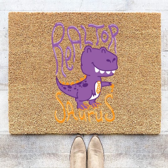 Realtor Real Estate Agent Dinosaur Saurus Coir Doormats