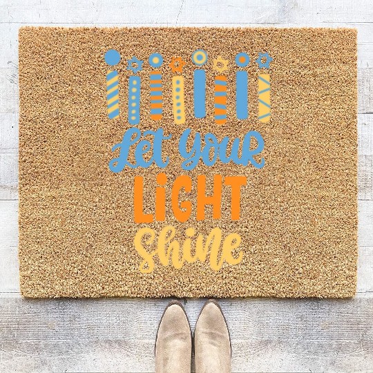 Funny Hanukkah Let Your Light Shine Menorah Adults Coir Doormats
