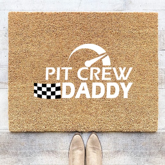 Pit Crew Daddy Race Car Birthday Party Racing Fami Coir Doormats