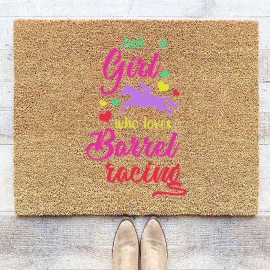 Girl Horse Barrel Racing Coir Doormats
