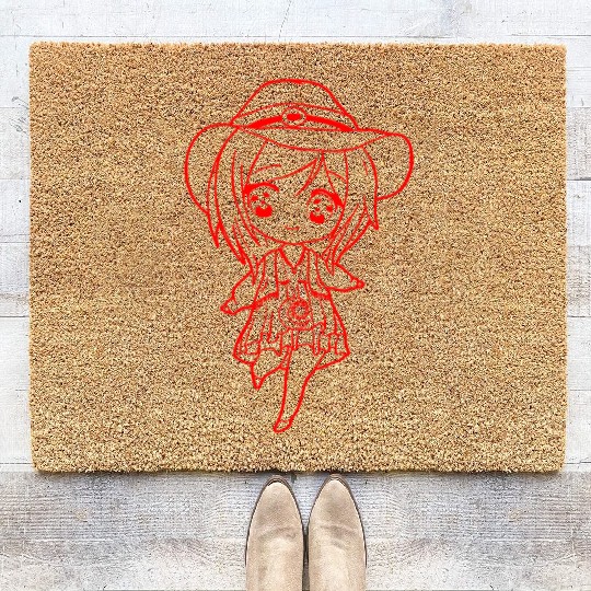Bohemian Aesthetic Japanese Anime Girl Chibi Coir Doormats