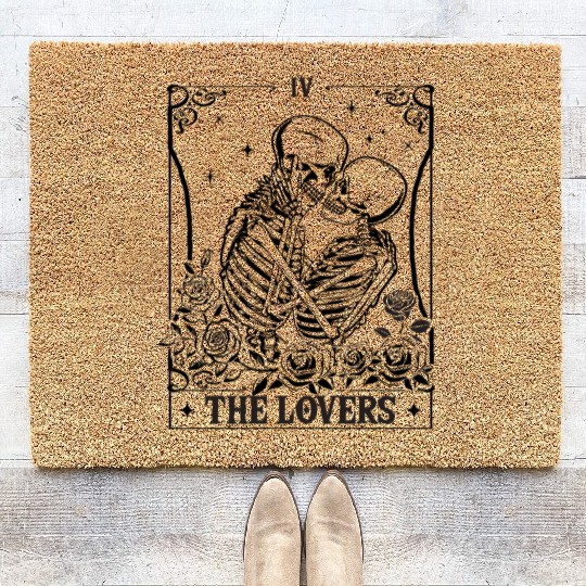 The Lovers Vintage Tarot Card Astrology Goth Coir Doormats