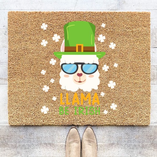 LLama be Irish Lama Alpaca St. Patrick's Day Coir Doormats
