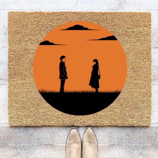 Love or parting in the full moon Coir Doormats