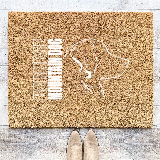 Funny Bernese Mountain Dog Profile dog mom Coir Doormats