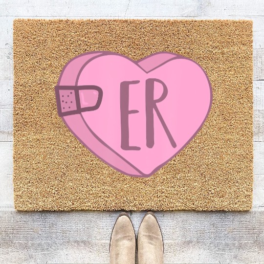 Cute ER Nurse Candy Heart Coir Doormats