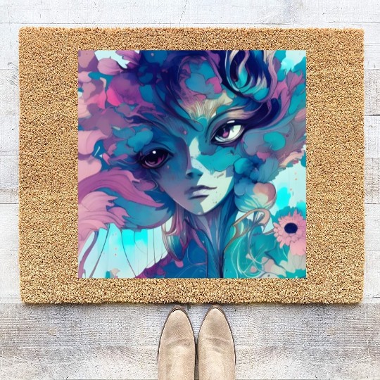 Fantastical Anime Flower Girl Coir Doormats