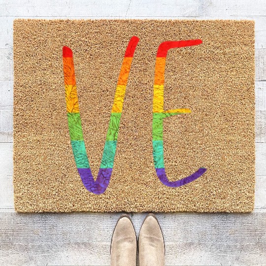 LGBT Pride Love LO VE Lesbian Couple Matching Love Coir Doormats