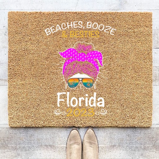 Beaches Booze Besties Florida 2023 Spring Break Coir Doormats