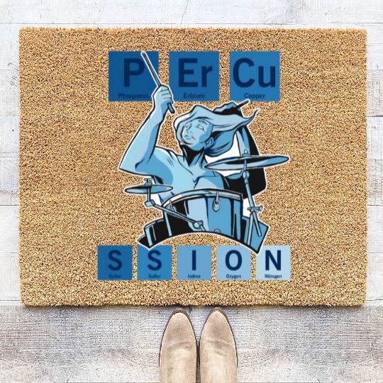 Funny Percussion Music Science Drummer Periodic Ta Coir Doormats