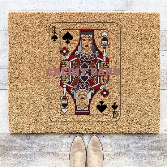 CREDIT CARD Queen of Spades Playing Card Coir Doormats