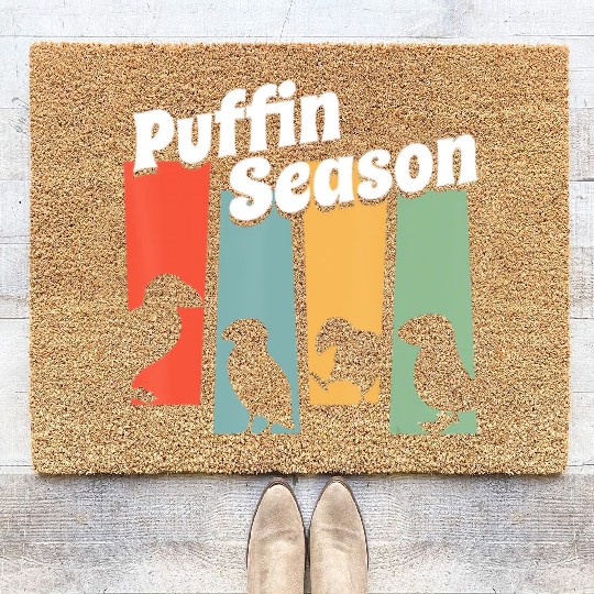Funny Puffin Season Retro Vintage Puffin Lover Coir Doormats