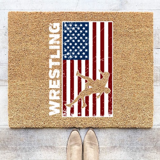 USA Flag Wrestling American Flag Wrestling Coir Doormats