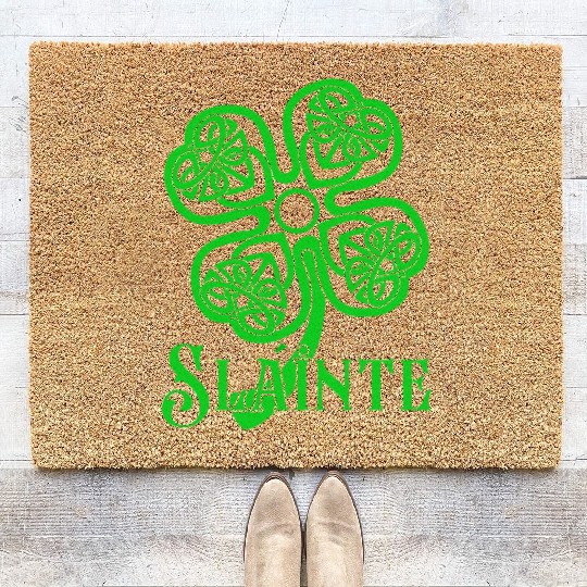 Slainte St Patricks Day Irish Cheers Good Health Coir Doormats