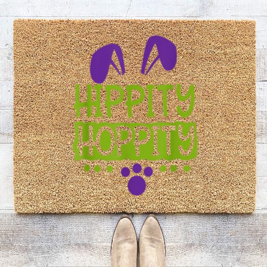 Cute Sunday School or Egg Hunt Hippity Hoppity Coir Doormats