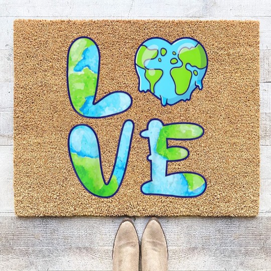 LOVE Earth Day 2023 Cute Earth Lover Kids Coir Doormats