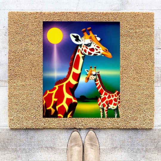Giraffe in the spectrum of light Coir Doormats