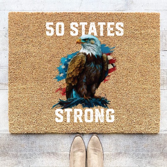 50 States Strong American Bald Eagle America 4th Coir Doormats