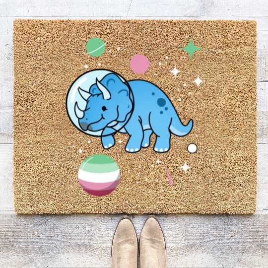 Abrosexual Pride Triceratops Astronaut Coir Doormats