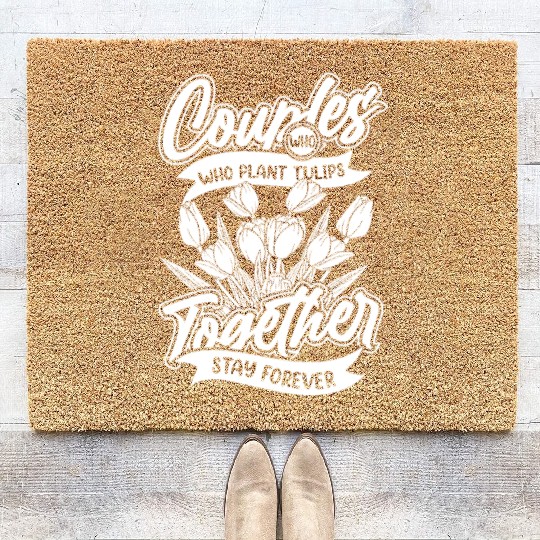 Tulip Gardening Couple Coir Doormats