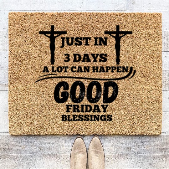 Good Friday, He is Risen, Jesus, Christian gift Coir Doormats