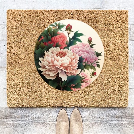 Peony flowers Coir Doormats