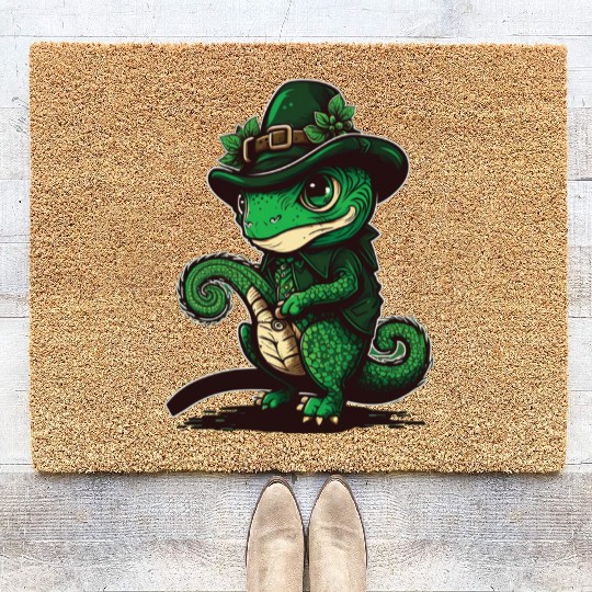Dinosaur St. Patrick's Day Dino. Coir Doormats