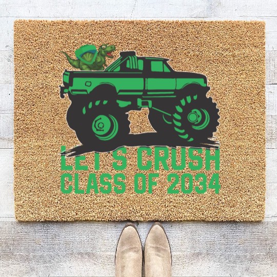 Lets crush class of 2034 dark green vehicle sketch Coir Doormats