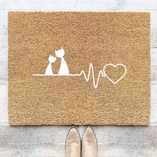 CAT HEARTBEAT Coir Doormats Heart Beat