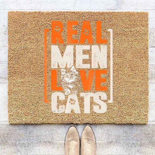 Cat Coir Doormats For Men and Boys Real Men Love Cats