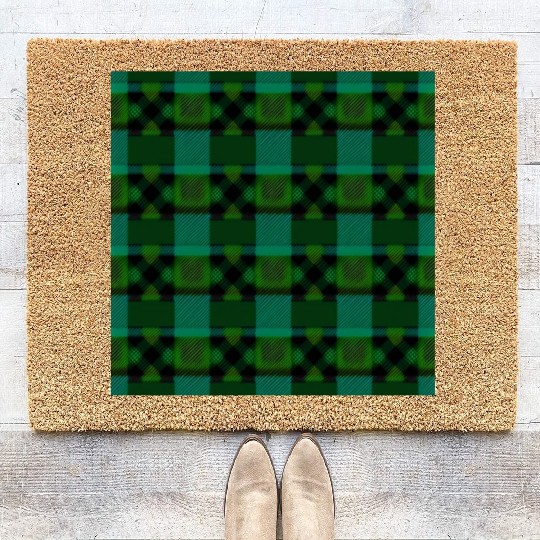 Green and Yellow Tartan A Modern Take Coir Doormats