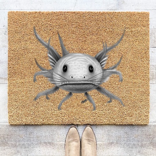axolotl staring at you - original color Coir Doormats