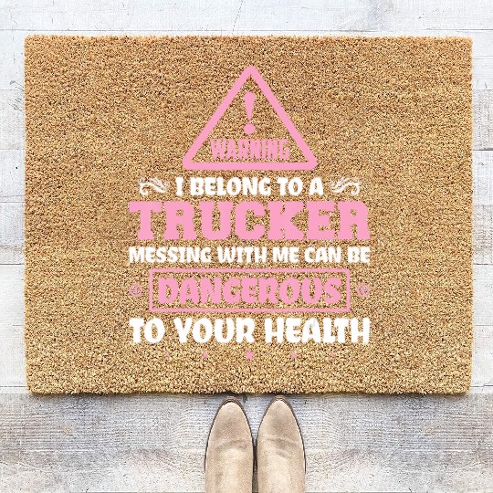 Truck Driver I Love My Trucker Wife Girlfriend Gir Coir Doormats