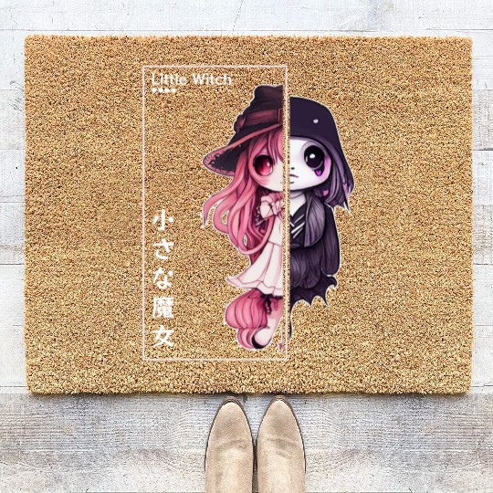 Little Witch Kawaii Chibi Pastel Goth Japanese Aes Coir Doormats