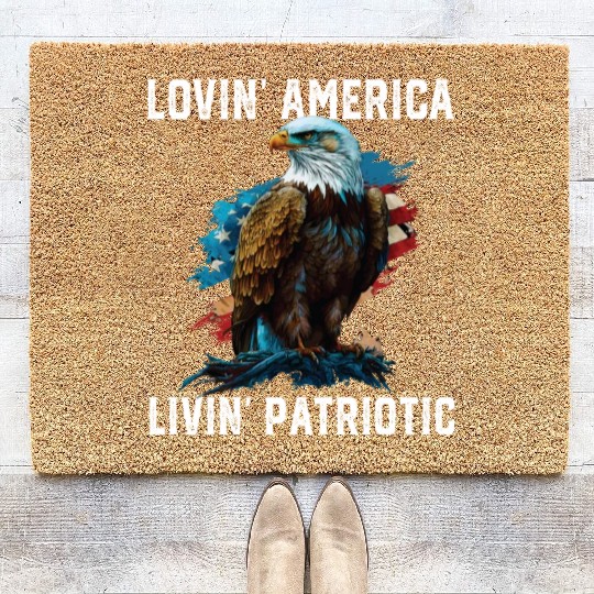 Lovin America Livin Patriotic American Bald Eagle Coir Doormats