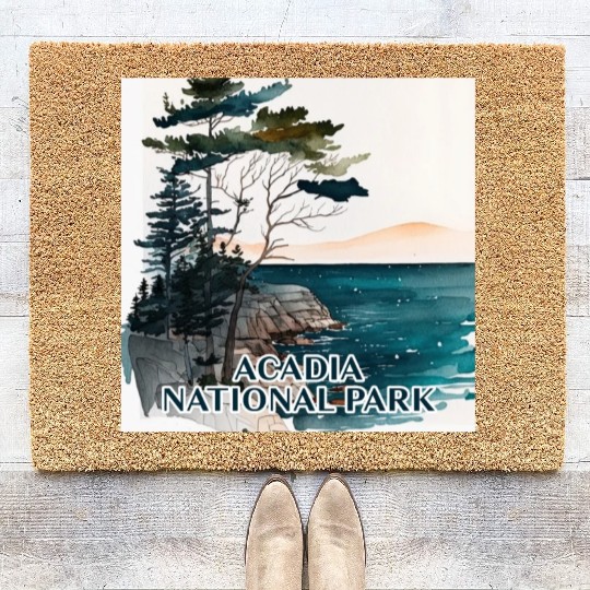 Acadia National Park Watercolor Coir Doormats