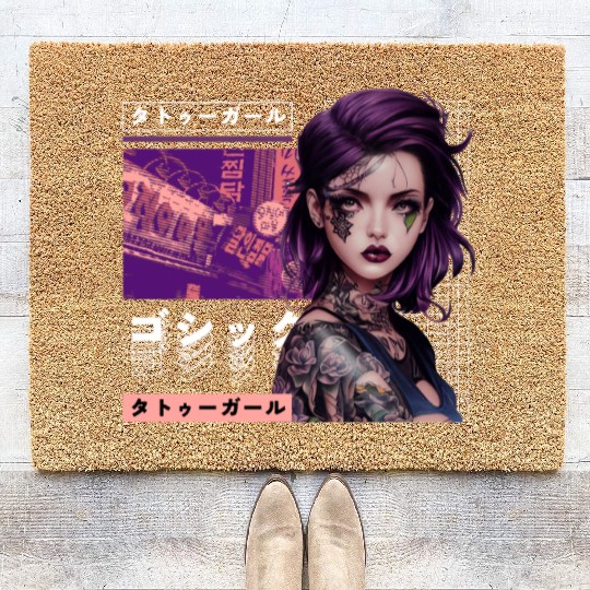 Japanese Tokyo City Vaporwave Citypop Aesthetic Go Coir Doormats