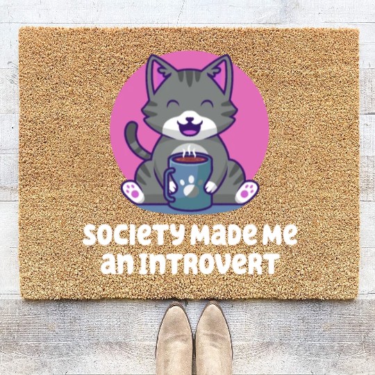 Handcrafted by Society Introvert Sayings Antisocia Coir Doormats