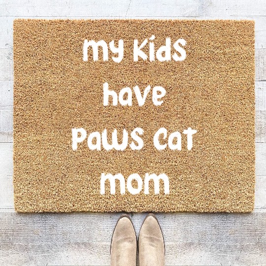 my kids have paws cat mom Coir Doormats